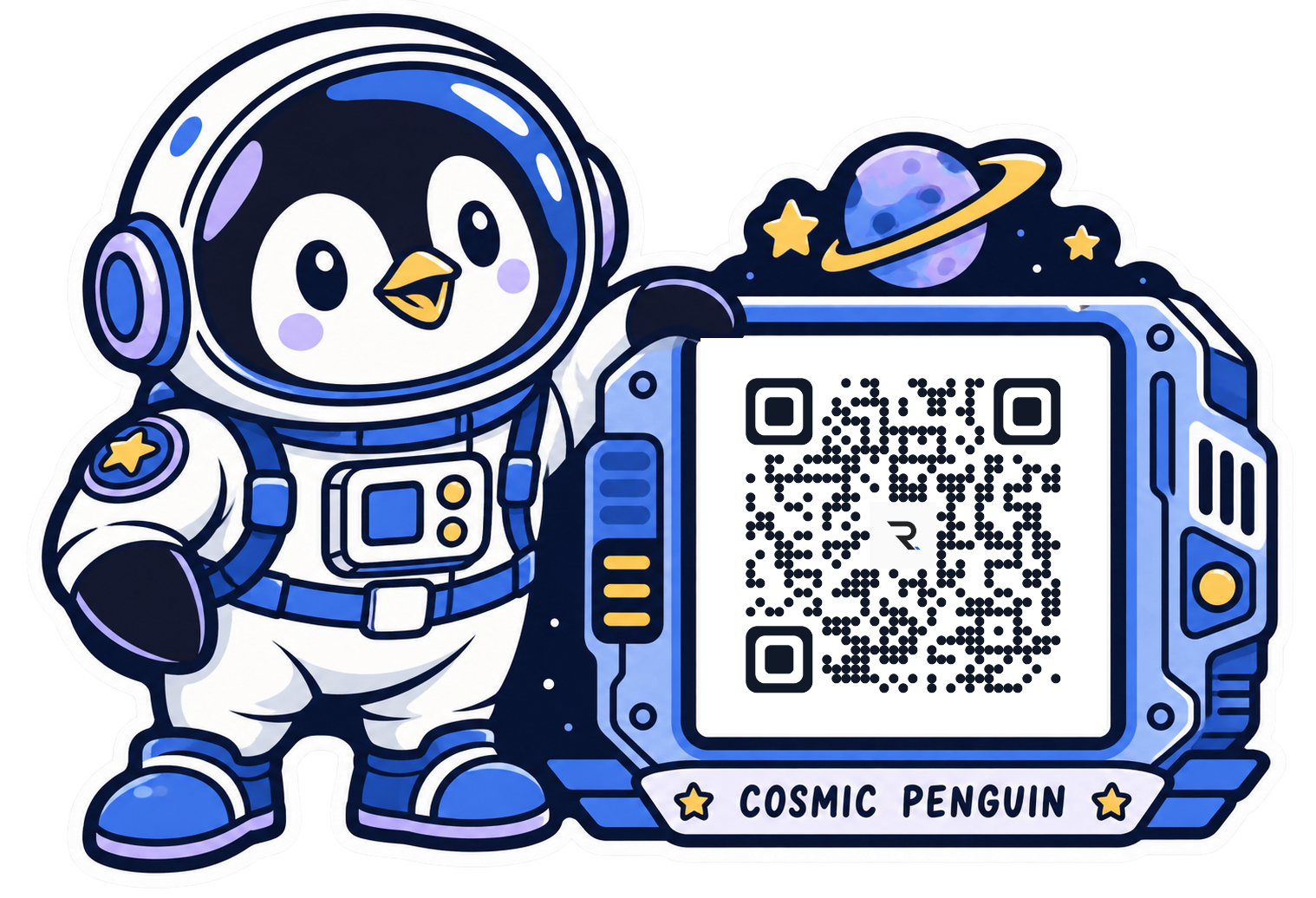 Cosmic Penguin, das erste Motiv der RealNick DayOne Sticker-Serie
